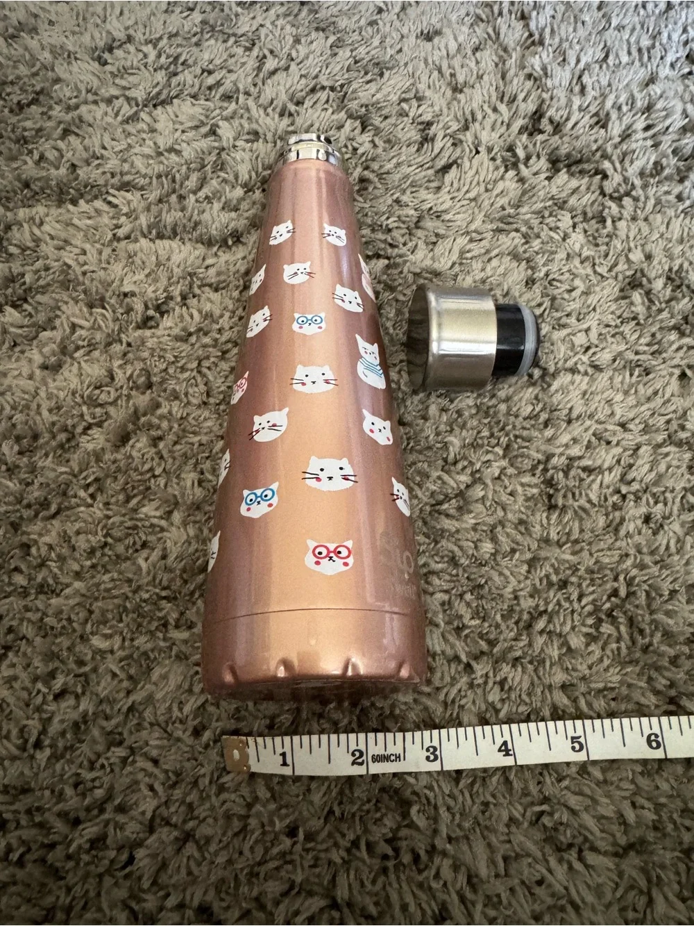 S'ip by S'well Rose Gold Cat Print Insulated Water Bottle – 15 oz